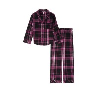 Піжама чорна в розову клітинку VS Flannel Long PJ Set