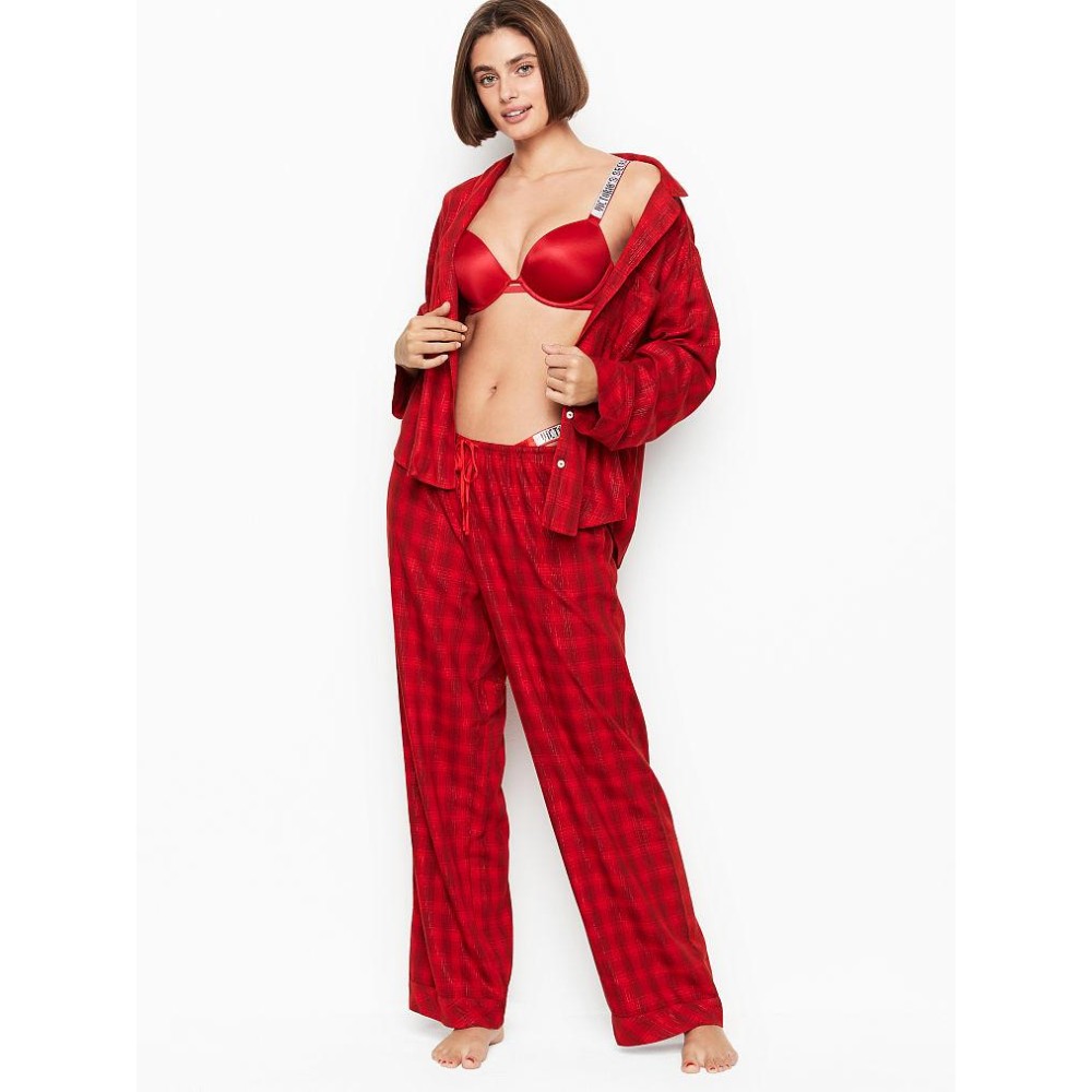 Піжама VS Flannel Long PJ Set червона у клітинку