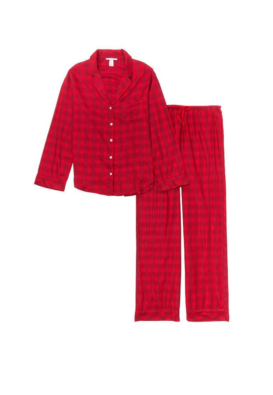 Піжама VS Flannel Long PJ Set червона у клітинку