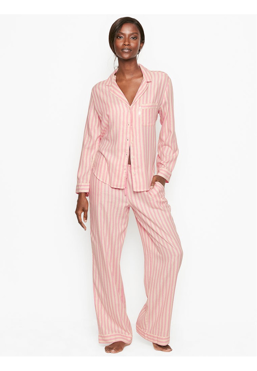 Пiжама в полоску VS Flannel Long PJ Set Pink Stripes