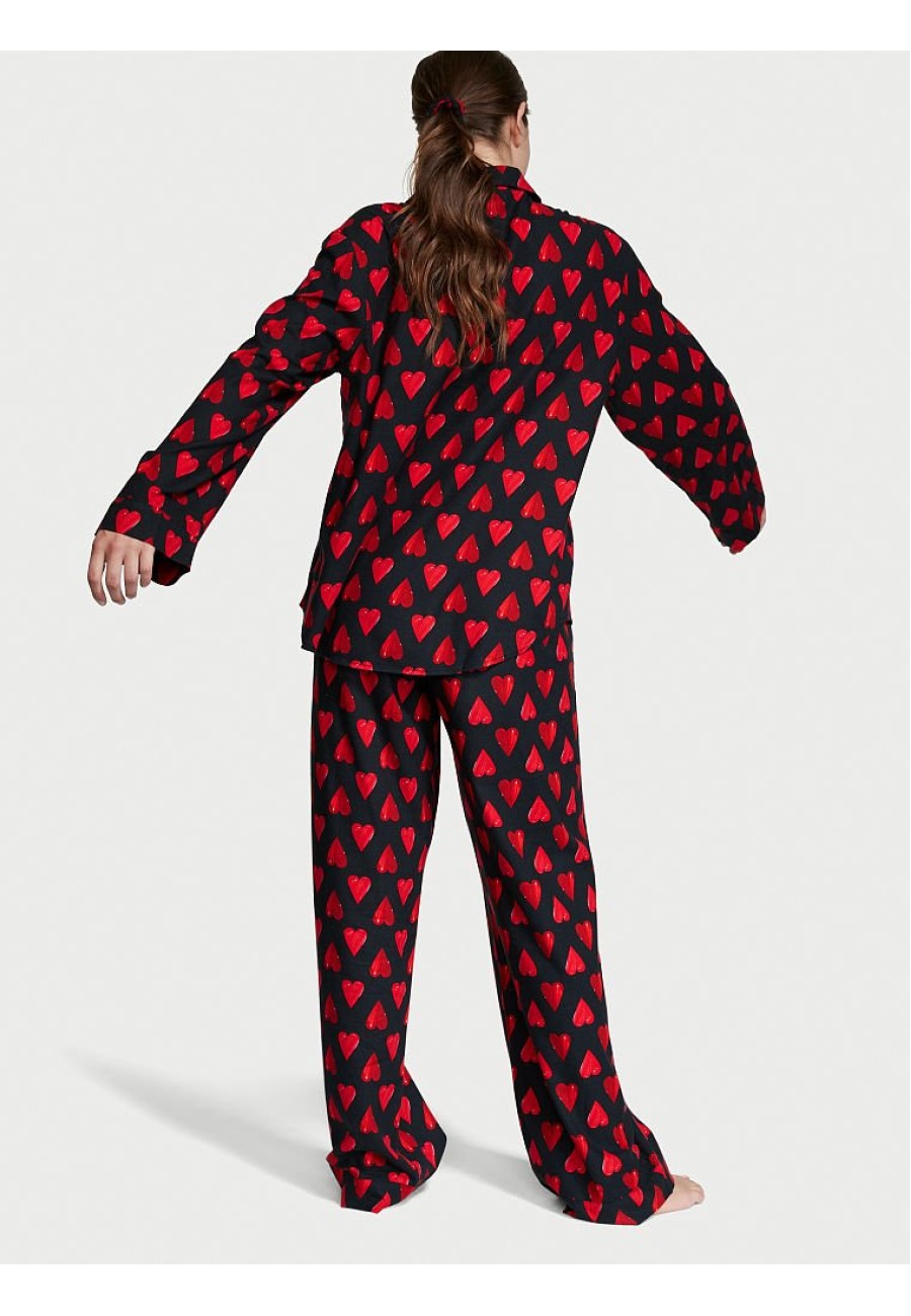 Пижама Victoria's Secret Flannel Long PJ Set Red Heart print