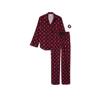 Пижама Victoria's Secret Flannel Long PJ Set Red Heart print
