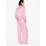 Розовая Пижама VS Satin Long PJ Set Logo print