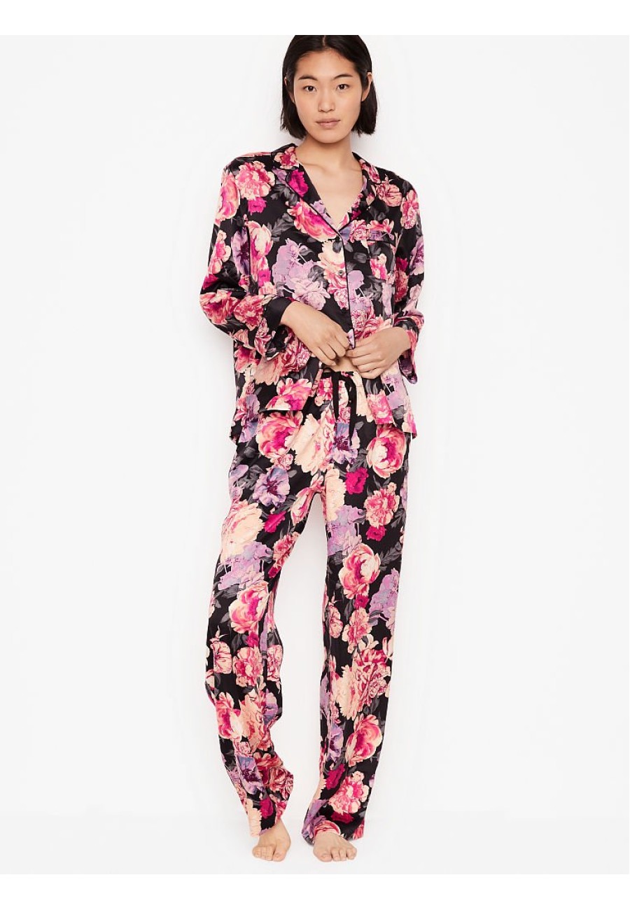 Пижама с цветочным принтом VS Satin Long PJ Set