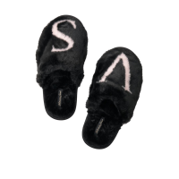 Тапочки Victoria's Secret Closed Toe Faux Fur Slippers Black