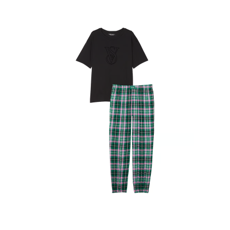 Пижама Flannel Jogger Tee-Jama Set Green/Pink Pop Plaid