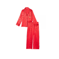 Сатинова піжама Victoria's Secret Satin Long Pajama Set Lipstick Dragon