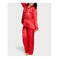 Сатинова піжама Victoria's Secret Satin Long Pajama Set Lipstick Dragon
