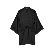 Сатиновий халат Luxe Satin Lace Inset Robe Black